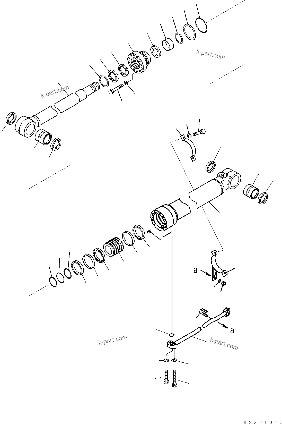 Komatsu parts book diagram for PC228USLC-8 S/N 50001-UP: BOOM CYLINDER, WITH ANTI-DROP VALVE, RHS, FOR 2-PIECE BOOM, FOR EU (#50180-)