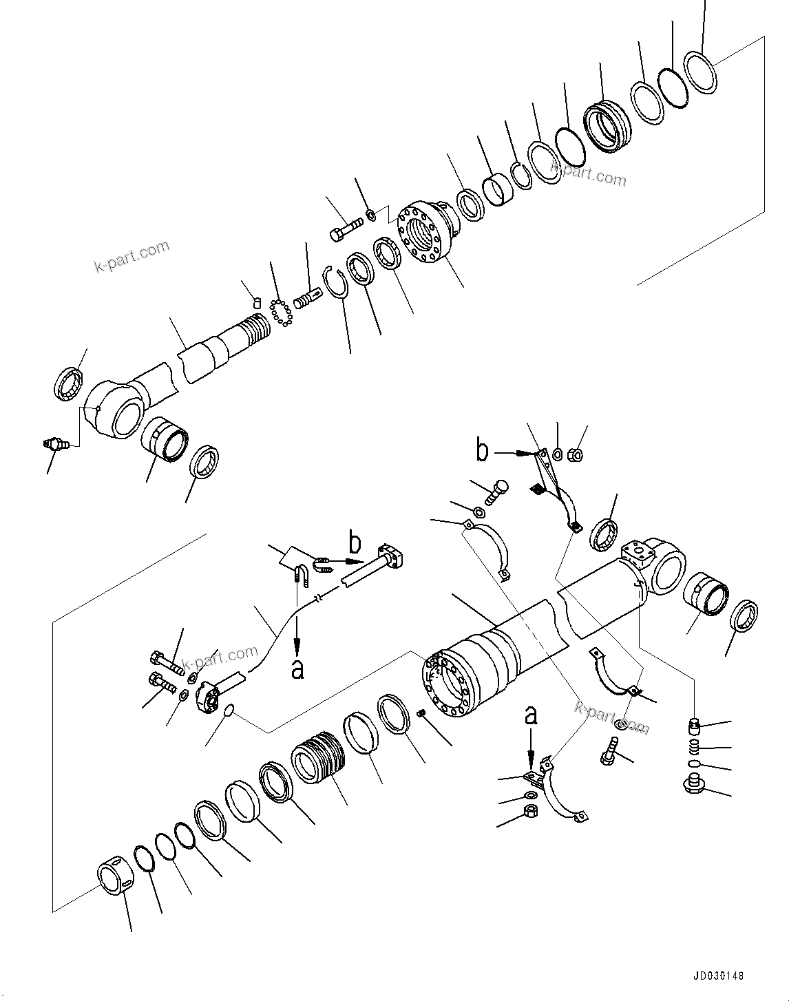 Komatsu parts book diagram for PC228USLC-8 S/N 50001-UP: ARM CYLINDER, WITHOUT ANTI-DROP VALVE, INNER PARTS