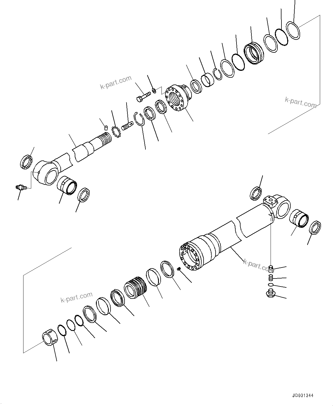 Komatsu parts book diagram for PC228USLC-8 S/N 50001-UP: ARM CYLINDER, WITH ANTI-DROP VALVE, INNER PARTS