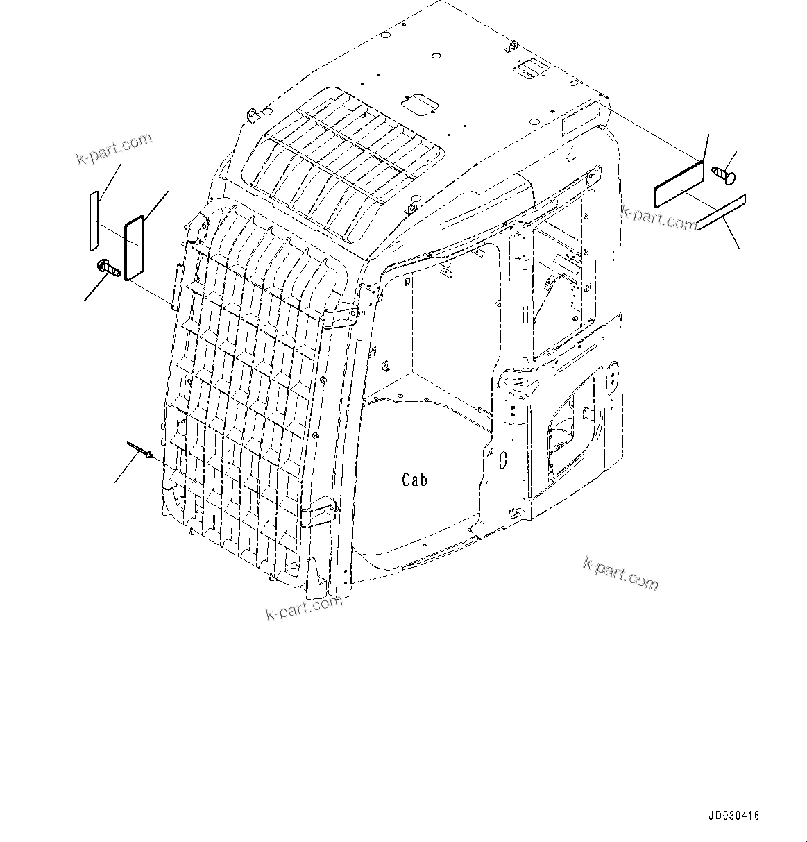Komatsu parts book diagram for PC228USLC-8 S/N 50001-UP: CAUTION PLATES, CAB FRONT FULL GUARD AND HEAD GUARD LV1, CAB TOP GUARD LV2