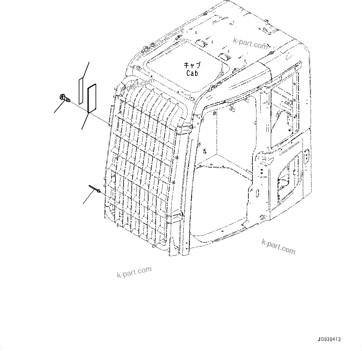 Komatsu parts book diagram for PC228USLC-8 S/N 50001-UP: CAUTION PLATES, CAB FRONT FULL GUARD AND HEAD GUARD LV1