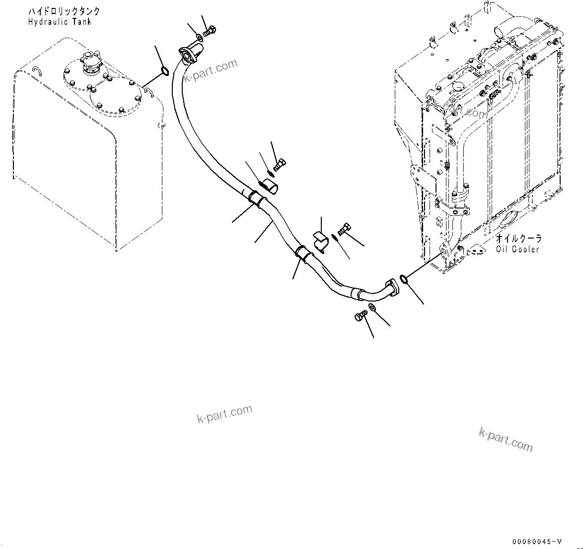 Komatsu parts book diagram for PC200LC-8E0 S/N 1118-UP (Hybrid Spec.): OIL COOLER PIPING (#1118-)