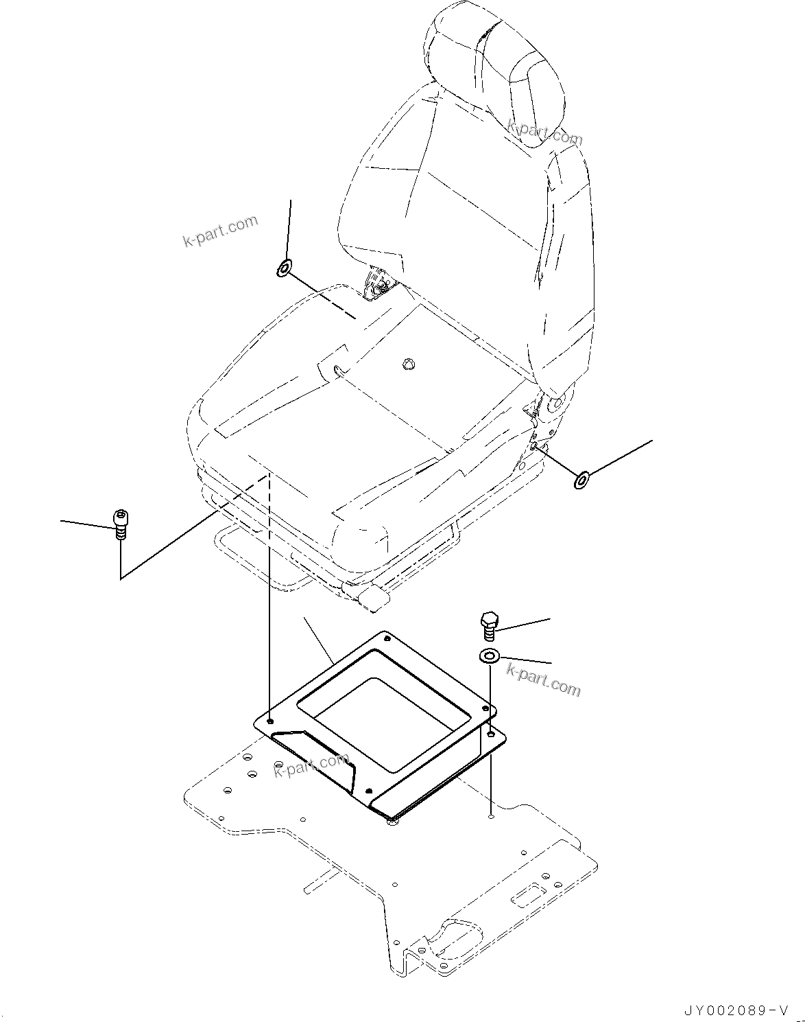 Komatsu parts book diagram for PC200LC-8E0 S/N 1118-UP (Hybrid Spec.): OPERATOR'S SEAT, (2/2) (#1118-)