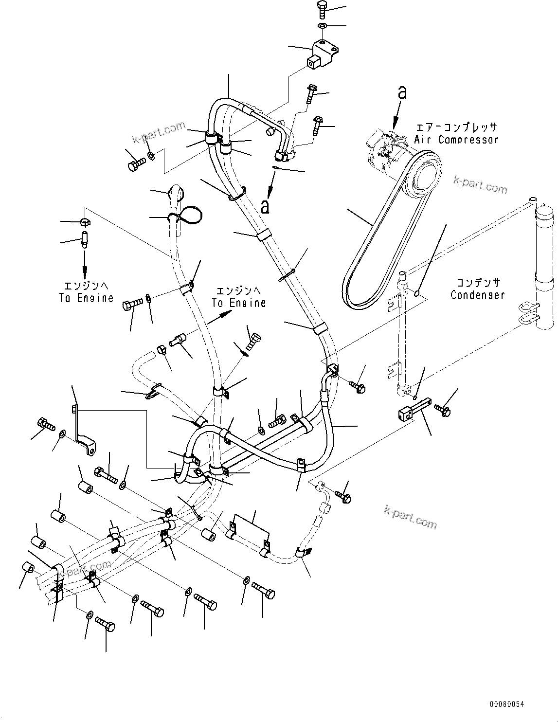 Komatsu parts book diagram for PC200LC-8E0 S/N 1118-UP (Hybrid Spec.): AIR CONDITIONER, AIR CONDITIONER PIPING (#1118-)