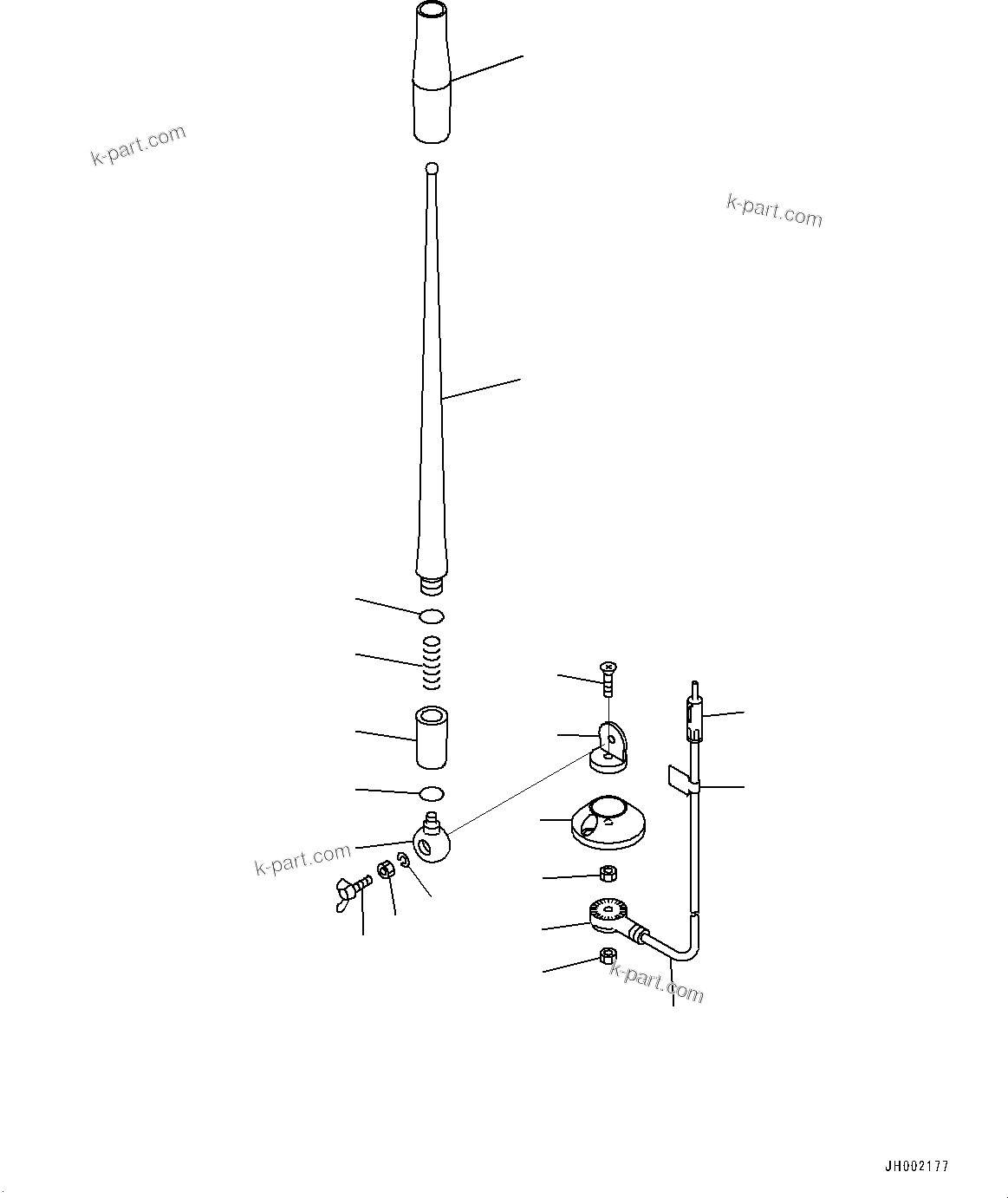 Komatsu parts book diagram for PC200LC-8E0 S/N 1118-UP (Hybrid Spec.): CAB, RUBBER ANTENNA (#1118-)