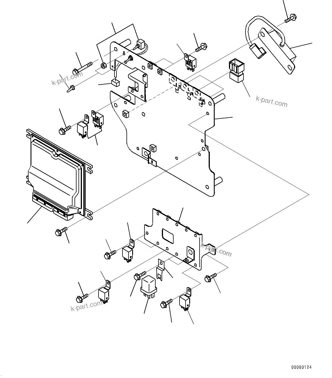 Komatsu parts book diagram for PC200LC-8E0 S/N 1118-UP (Hybrid Spec.): CAB, CAB IN PARTS, SUB PLATE AND RELAY (#1118-)