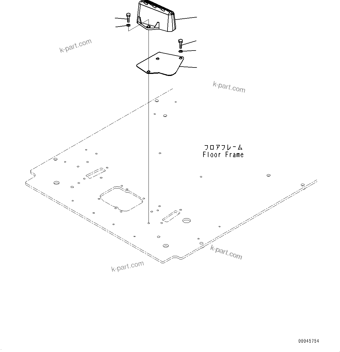 Komatsu parts book diagram for PC200LC-8E0 S/N 1118-UP (Hybrid Spec.): CAB, FLOOR, FOOTREST, L.H. (#1118-)