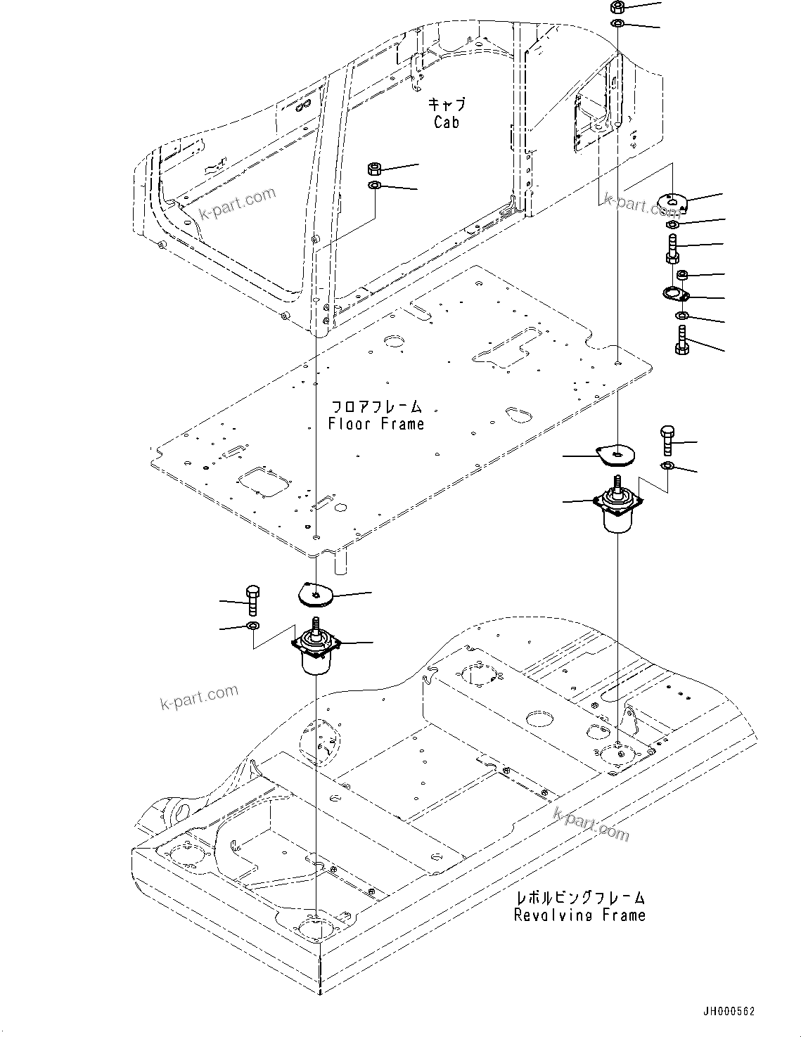 Komatsu parts book diagram for PC200LC-8E0 S/N 1118-UP (Hybrid Spec.): FLOOR MOUNTING (#1118-)