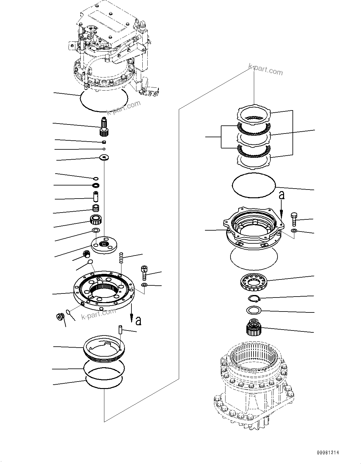 Komatsu parts book diagram for PC200LC-8E0 S/N 1118-UP (Hybrid Spec.): SWING MACHINERY AND MOTOR, SWING MACHINERY (2/2) (#1118-)