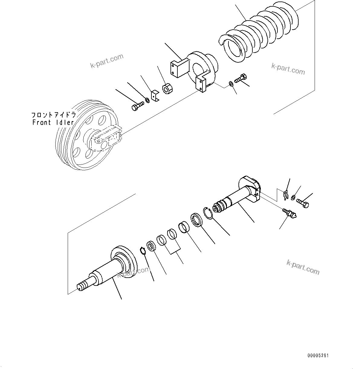 Komatsu parts book diagram for PC200LC-8E0 S/N 1118-UP (Hybrid Spec.): FRONT IDLER AND IDLER CUSHION, IDLER CUSHION (#1118-)