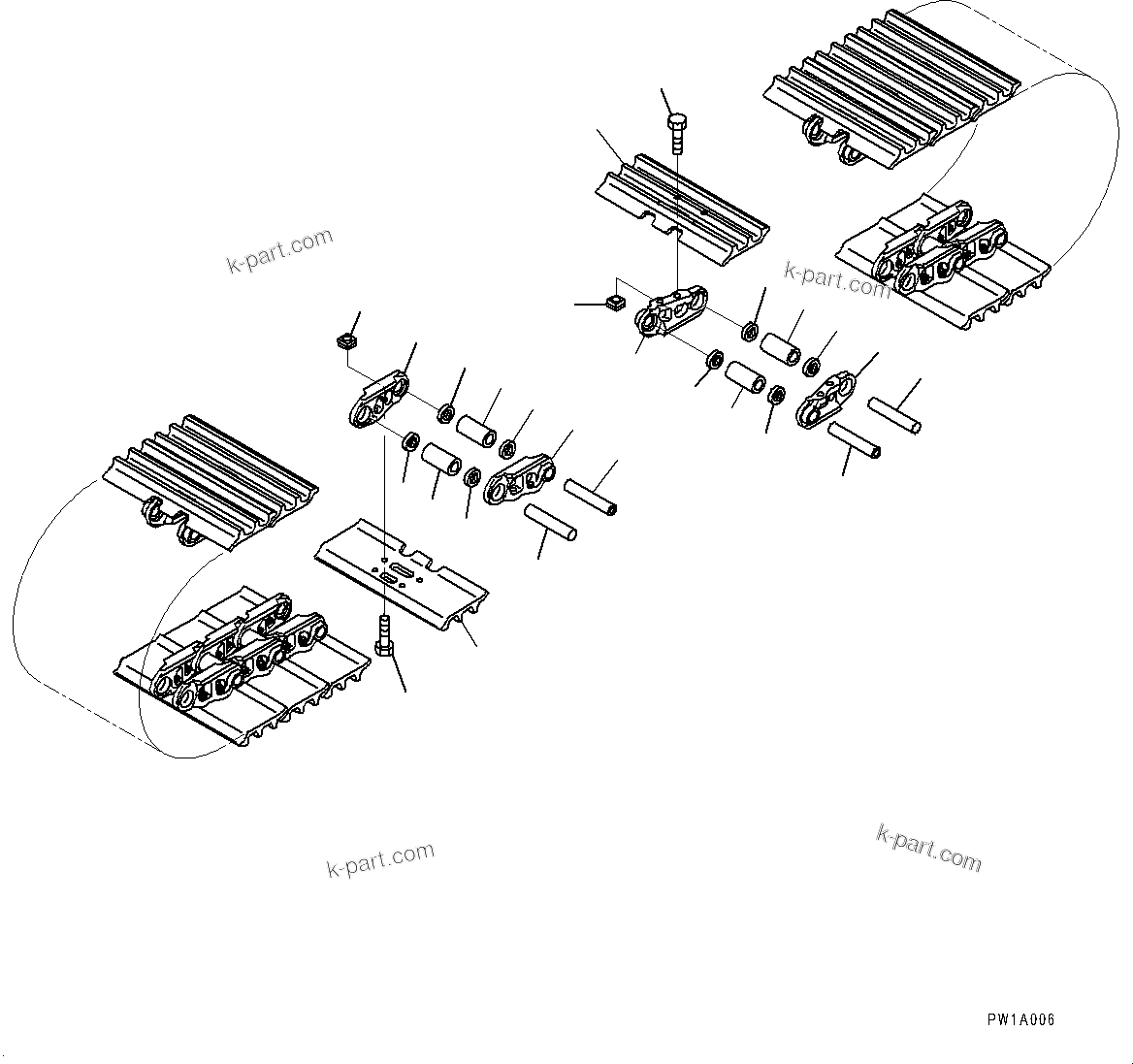 Komatsu parts book diagram for PC200LC-8E0 S/N 1118-UP (Hybrid Spec.): TRACK SHOE ASSEMBLY (#1118-)