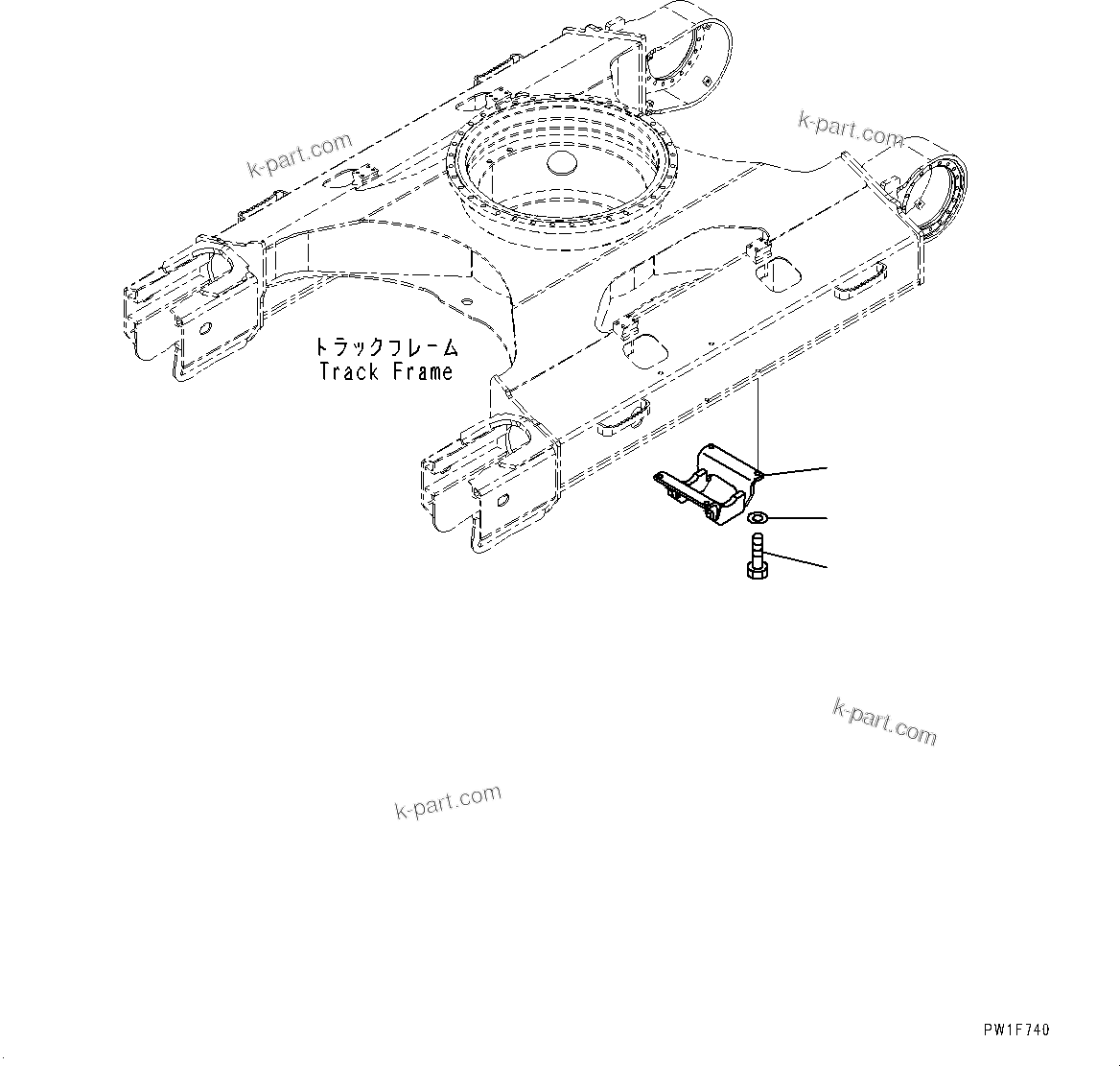 Komatsu parts book diagram for PC200LC-8E0 S/N 1118-UP (Hybrid Spec.): TRACK ROLLER GUARD (#1118-)