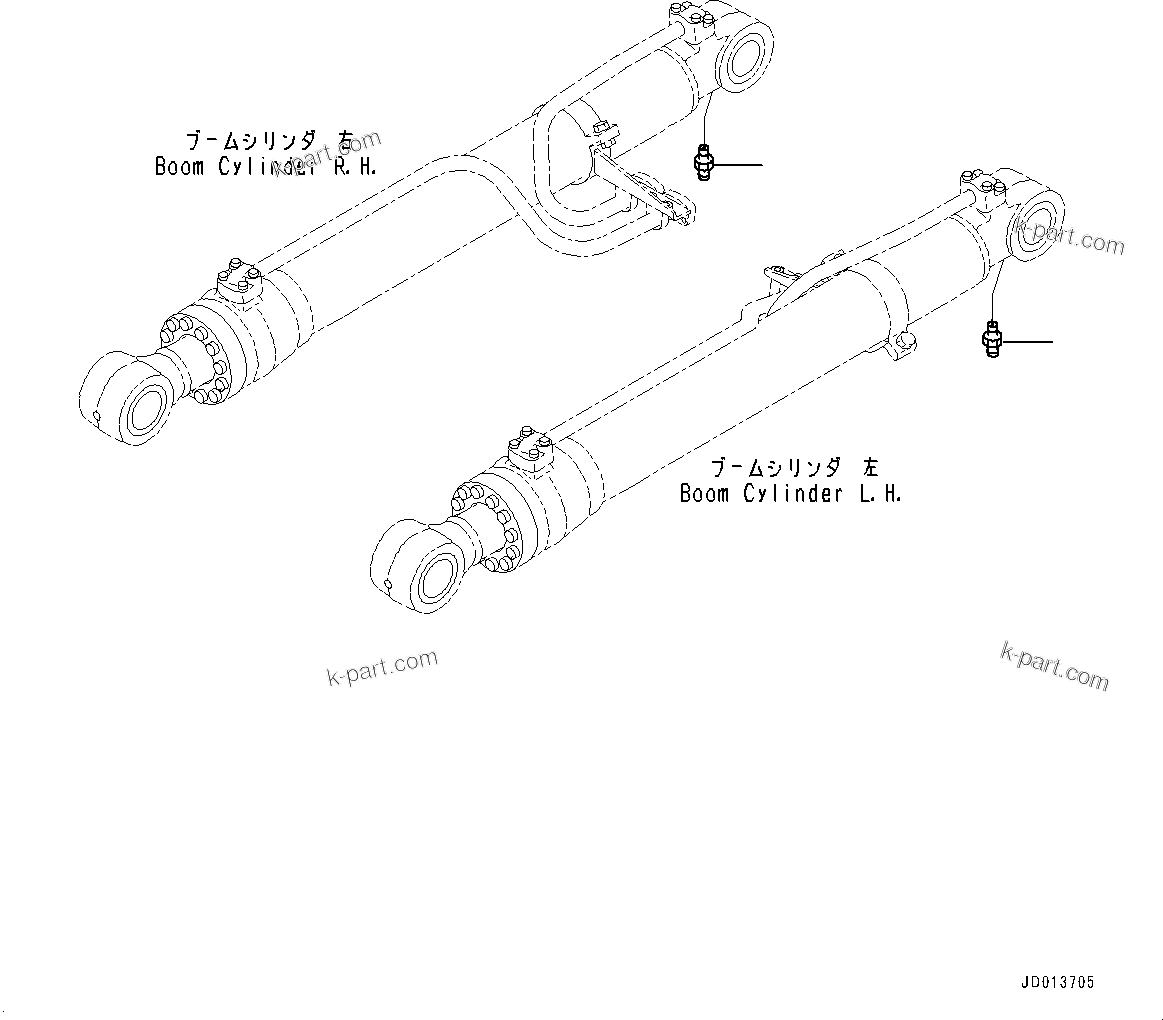 Komatsu parts book diagram for PC200LC-8E0 S/N 1118-UP (Hybrid Spec.): BOOM CYLINDER, FITTING (#1118-)
