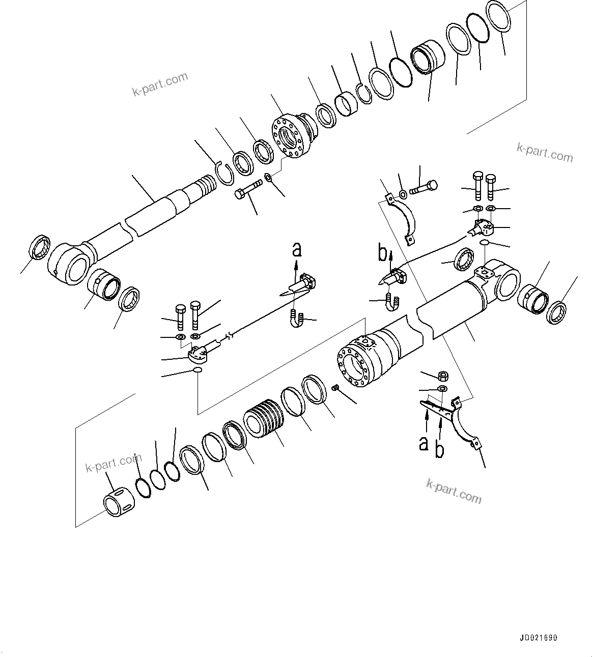 Komatsu parts book diagram for PC200LC-8E0 S/N 1118-UP (Hybrid Spec.): BOOM CYLINDER, INNER PARTS, BOOM CYLINDER, L.H. (#1118-)