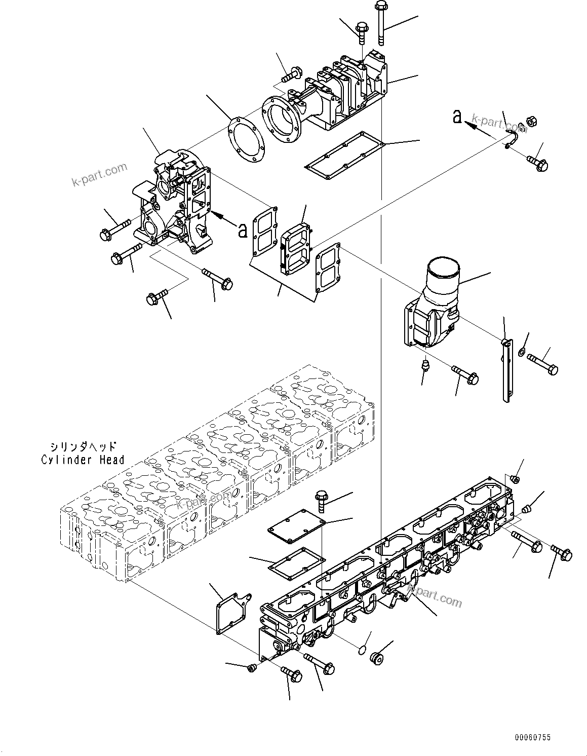 Komatsu parts book diagram for SAA6D170E-5EE S/N 610984-UP (For D375A-6R): AIR INTAKE MANIFOLD, AIR INTAKE MANIFOLD AND CONNECTION (#610984-)