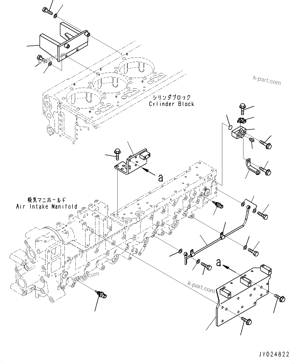 Komatsu parts book diagram for SAA6D170E-5EE S/N 610984-UP (For D375A-6R): AIR INTAKE MANIFOLD, SENSOR AND SPILL TUBE (#610984-)