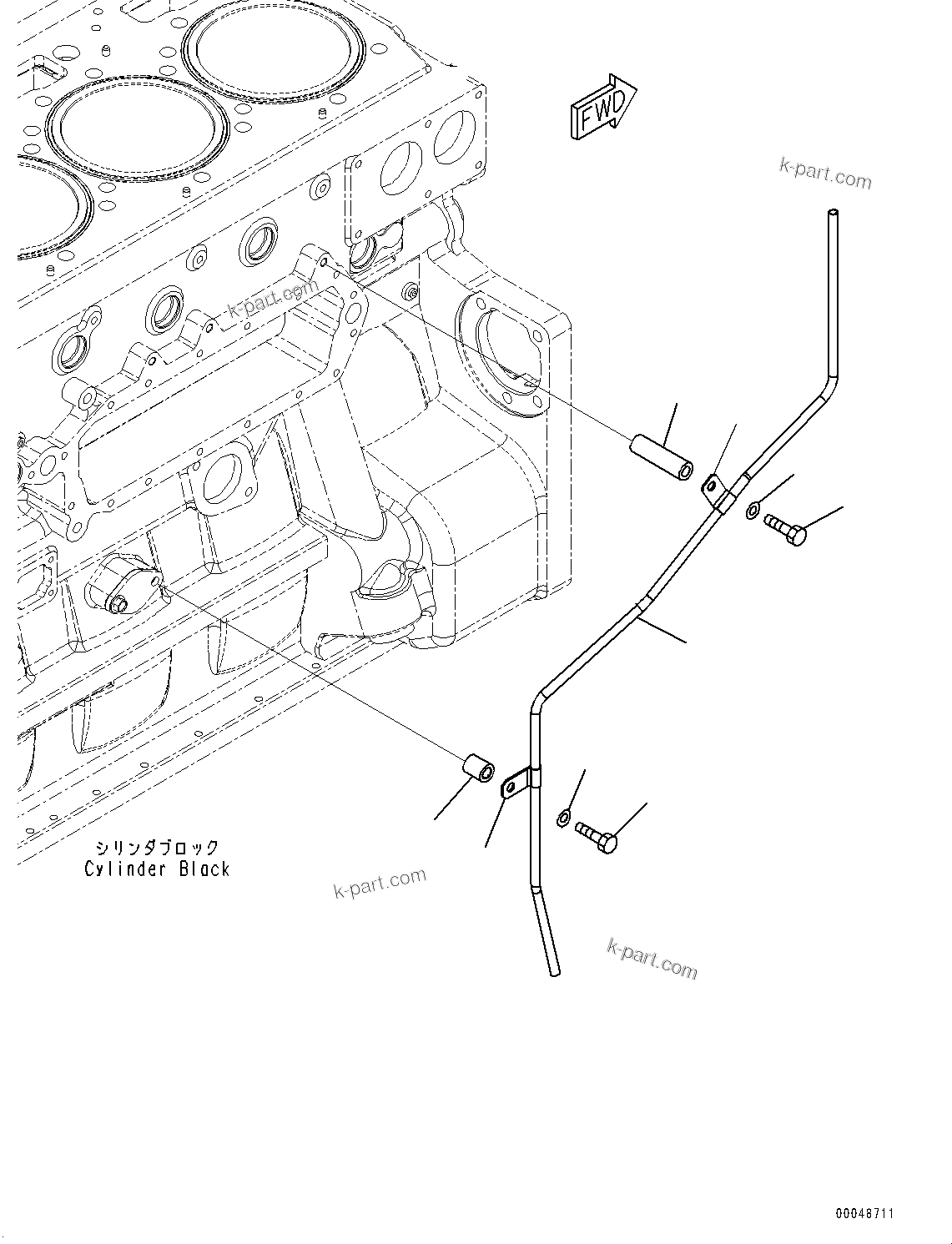 Komatsu parts book diagram for SAA6D170E-5EE S/N 610984-UP (For D375A-6R): EXHAUST MUFFLER DRAIN (#610984-)