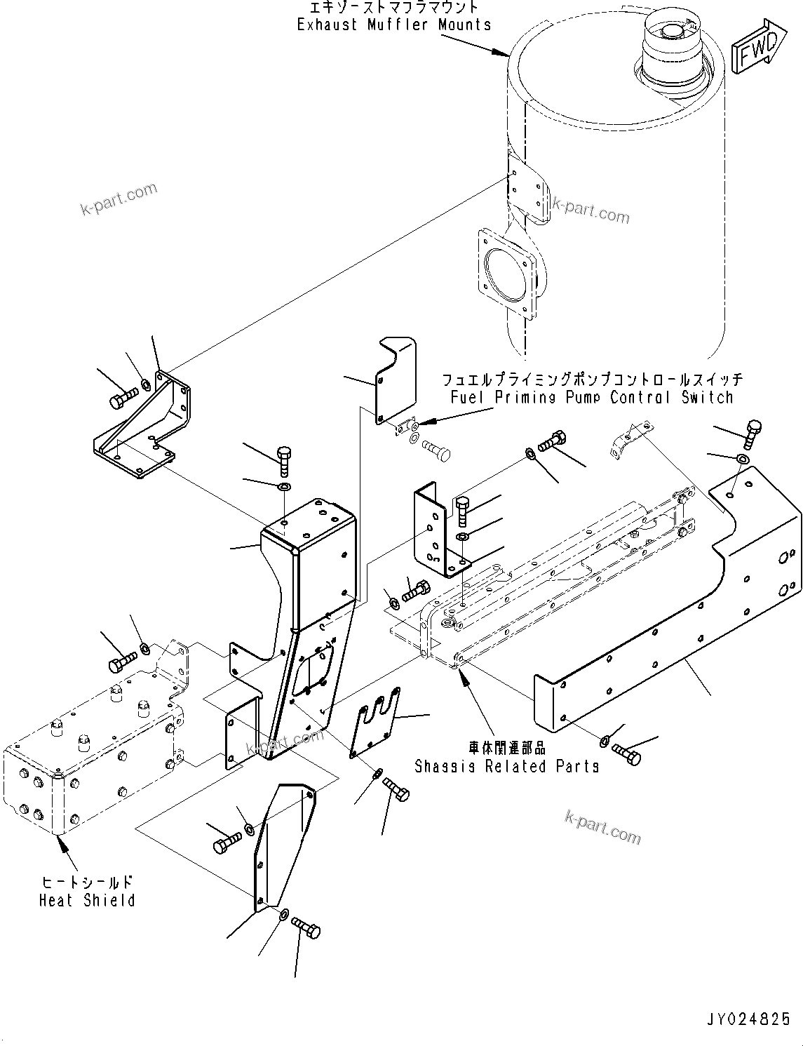 Komatsu parts book diagram for SAA6D170E-5EE S/N 610984-UP (For D375A-6R): HEAT SHIELD (#610984-)