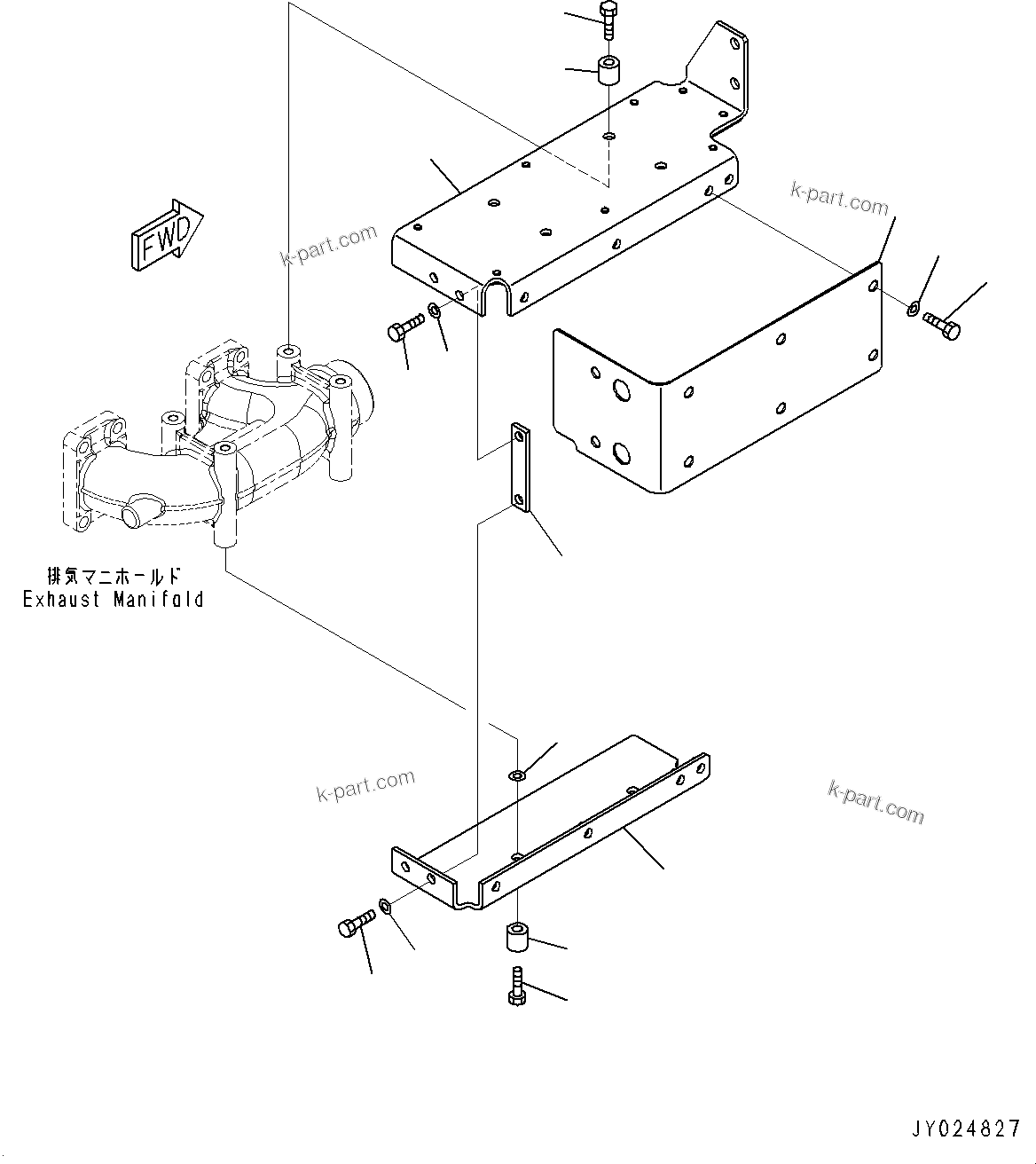Komatsu parts book diagram for SAA6D170E-5EE S/N 610984-UP (For D375A-6R): HEAT SHIELD (#610984-)