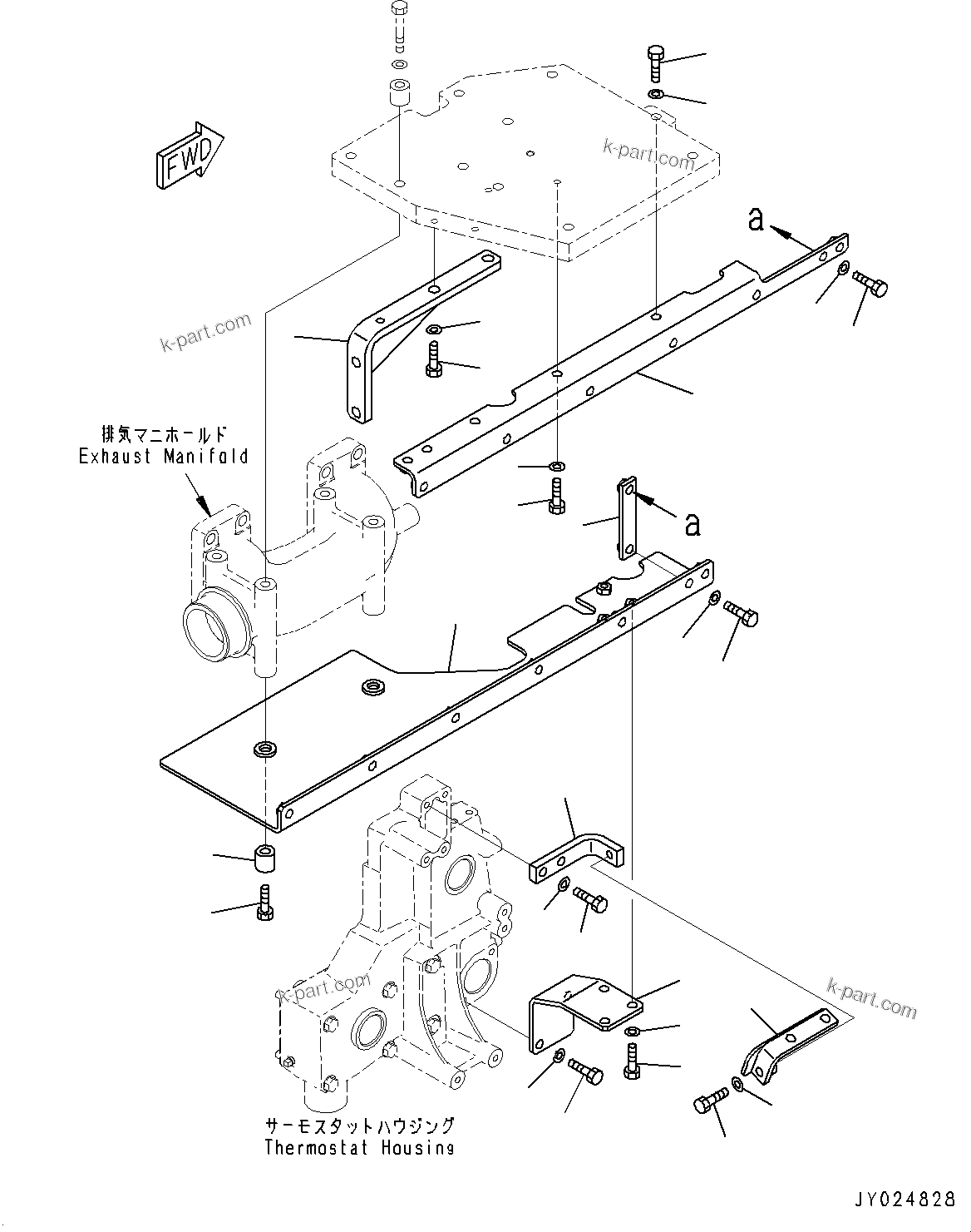 Komatsu parts book diagram for SAA6D170E-5EE S/N 610984-UP (For D375A-6R): HEAT SHIELD, BRACKET (#610984-)