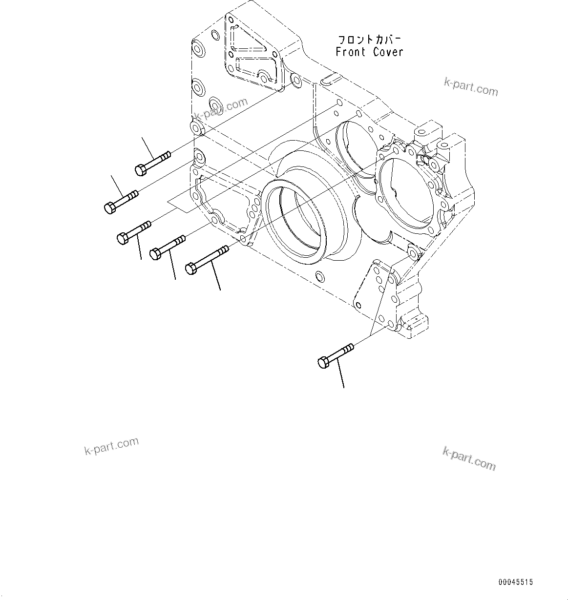 Komatsu parts book diagram for SAA6D170E-5EE S/N 610984-UP (For D375A-6R): FRONT COVER MOUNTING, RELATED PARTS (#610984-)