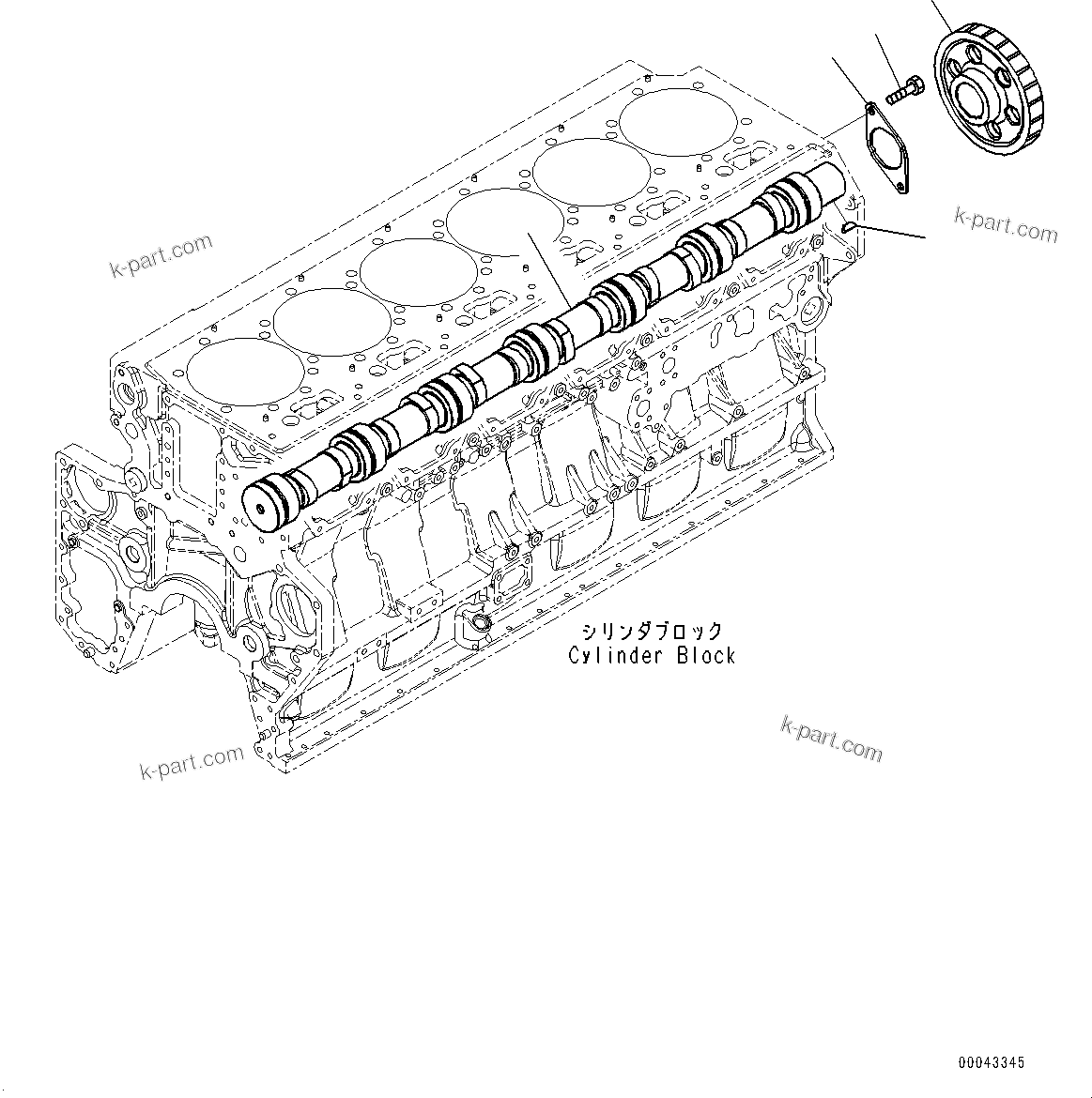 Komatsu parts book diagram for SAA6D170E-5EE S/N 610984-UP (For D375A-6R): CAMSHAFT (#610984-)
