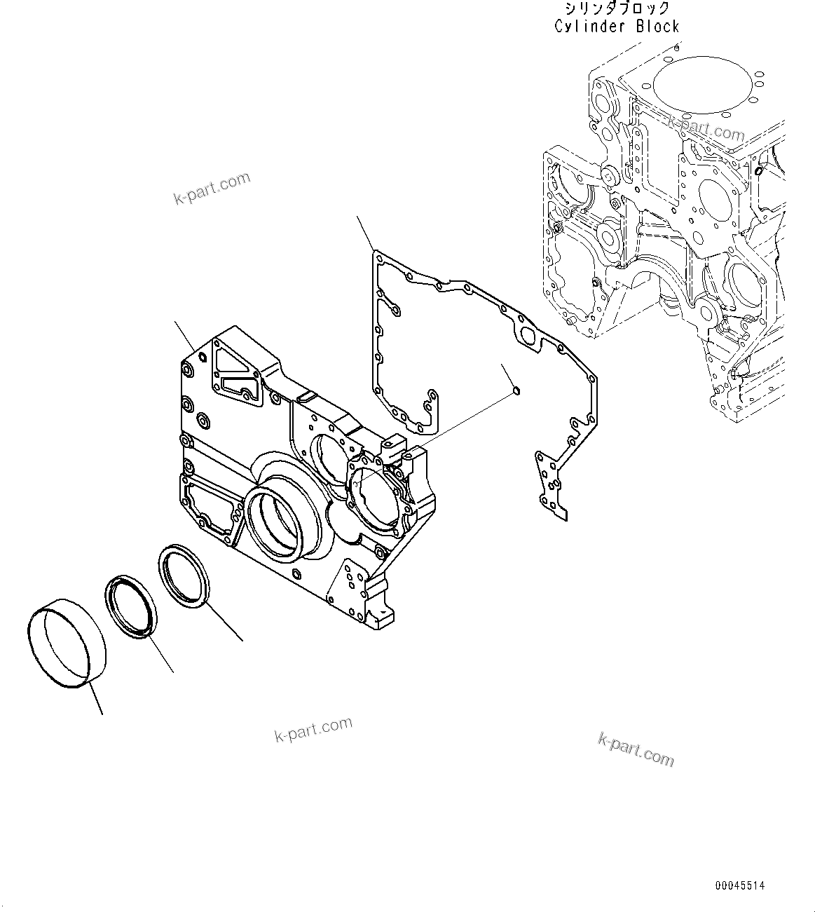 Komatsu parts book diagram for SAA6D170E-5EE S/N 610984-UP (For D375A-6R): FRONT COVER (#610984-)