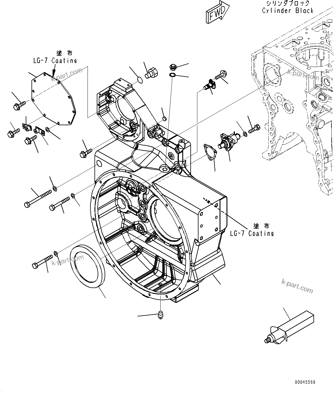 Komatsu parts book diagram for SAA6D170E-5EE S/N 610984-UP (For D375A-6R): FLYWHEEL HOUSING,  (#610984-612439)