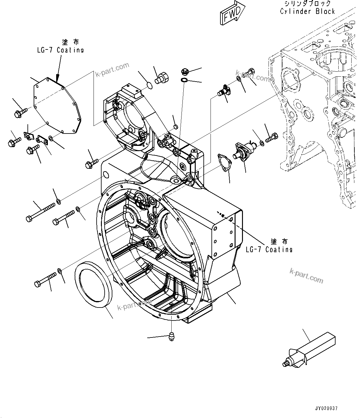 Komatsu parts book diagram for SAA6D170E-5EE S/N 610984-UP (For D375A-6R): FLYWHEEL HOUSING,  (#612440-)