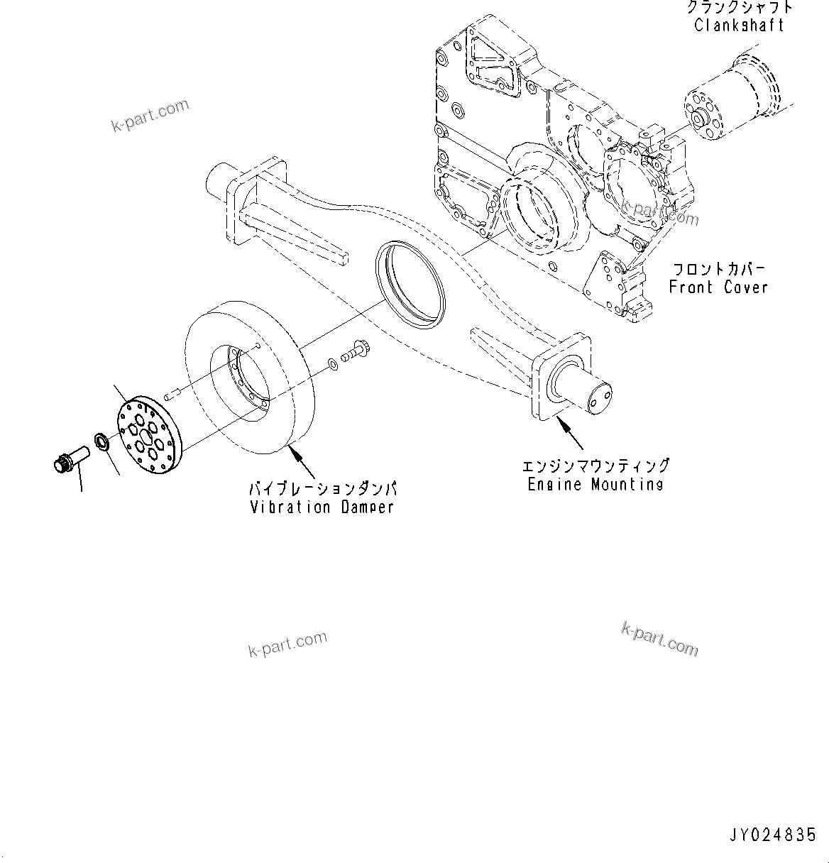 Komatsu parts book diagram for SAA6D170E-5EE S/N 610984-UP (For D375A-6R): CRANK PULLEY (#610984-)