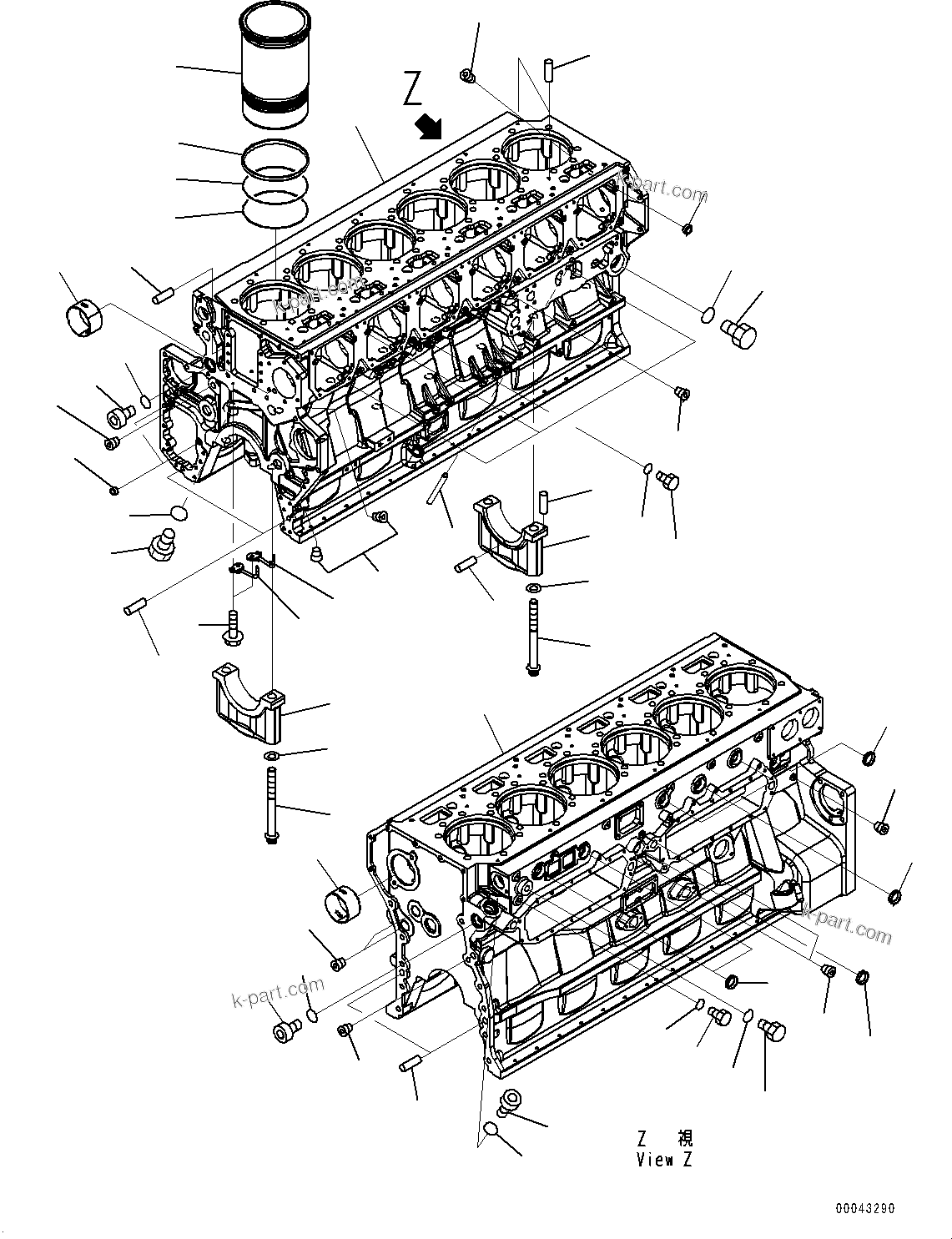 Komatsu parts book diagram for SAA6D170E-5EE S/N 610984-UP (For D375A-6R): CYLINDER BLOCK (#612503-)