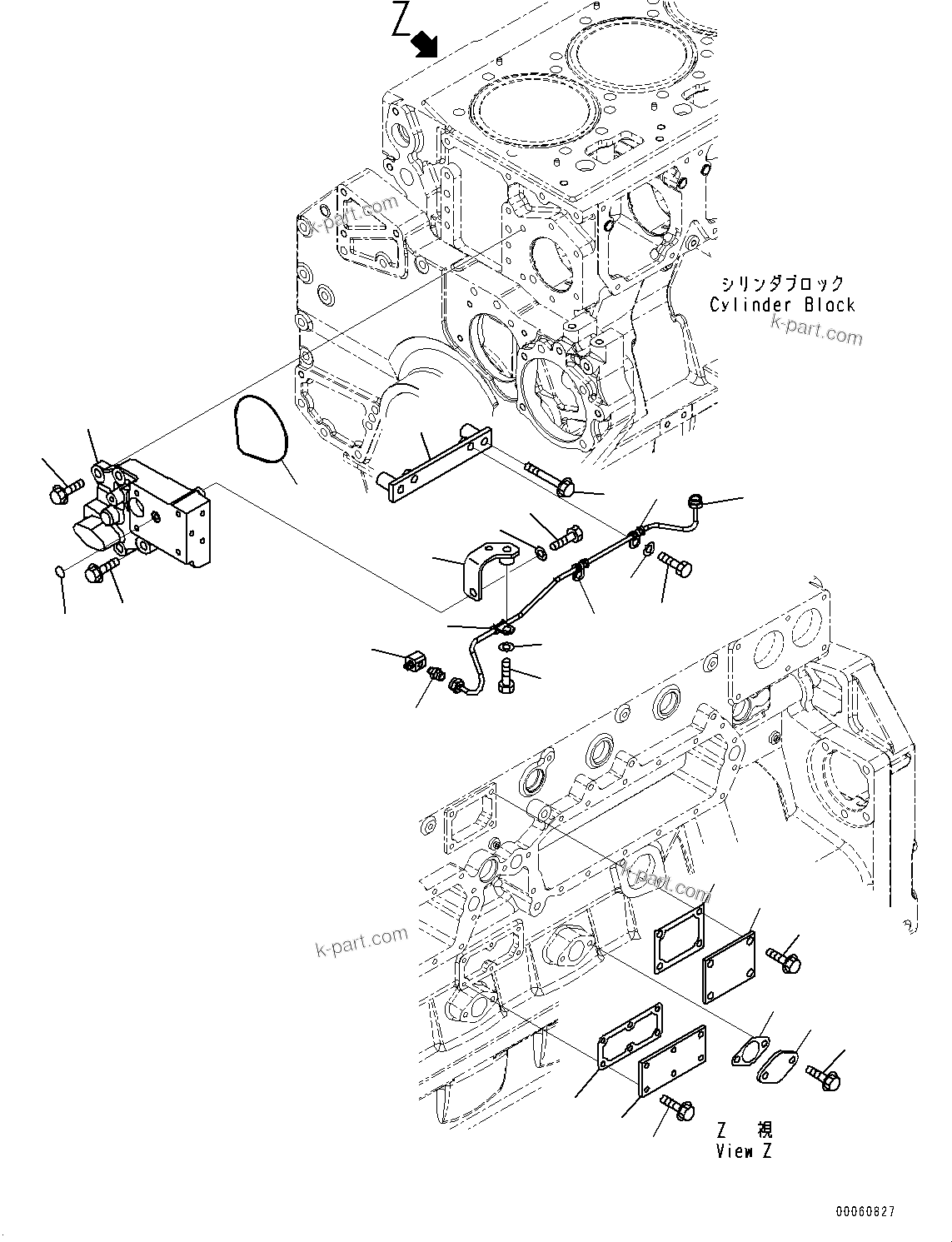 Komatsu parts book diagram for SAA6D170E-5EE S/N 610984-UP (For D375A-6R): CYLINDER BLOCK ACCESSORY, (1/2) (#610984-)