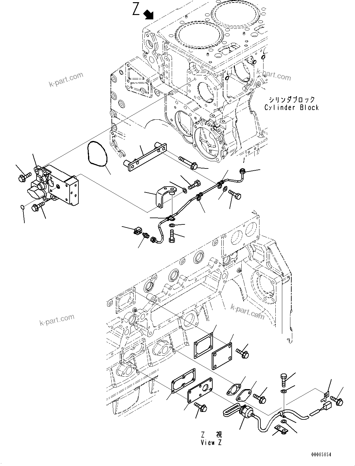 Komatsu parts book diagram for SAA6D170E-5EE S/N 610984-UP (For D375A-6R): CYLINDER BLOCK ACCESSORY, (1/2) (#610984-)