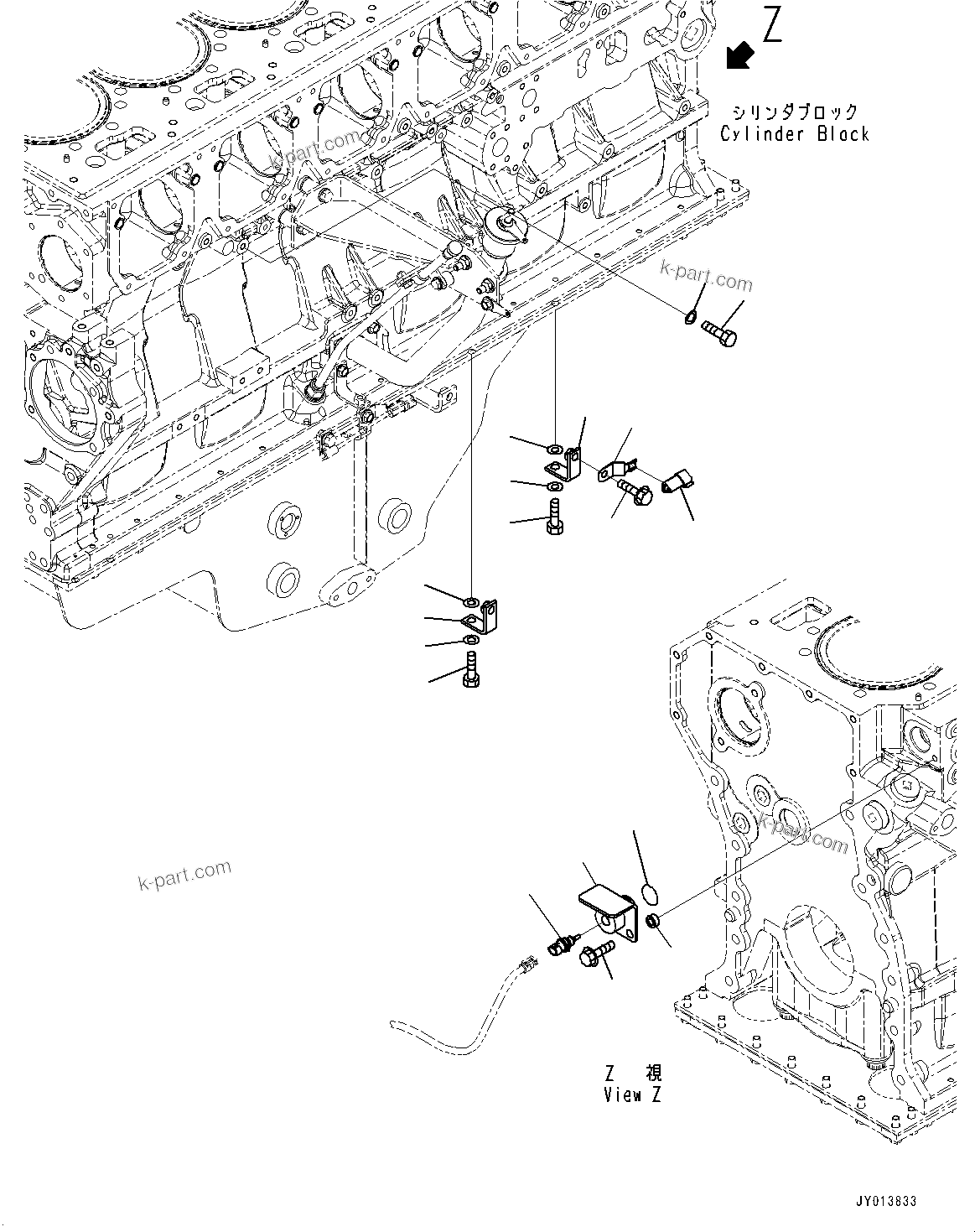 Komatsu parts book diagram for SAA6D170E-5EE S/N 610984-UP (For D375A-6R): CYLINDER BLOCK ACCESSORY, BLOWBY SENSOR AND WATER TEMPERATURE SENSOR (#610984-)