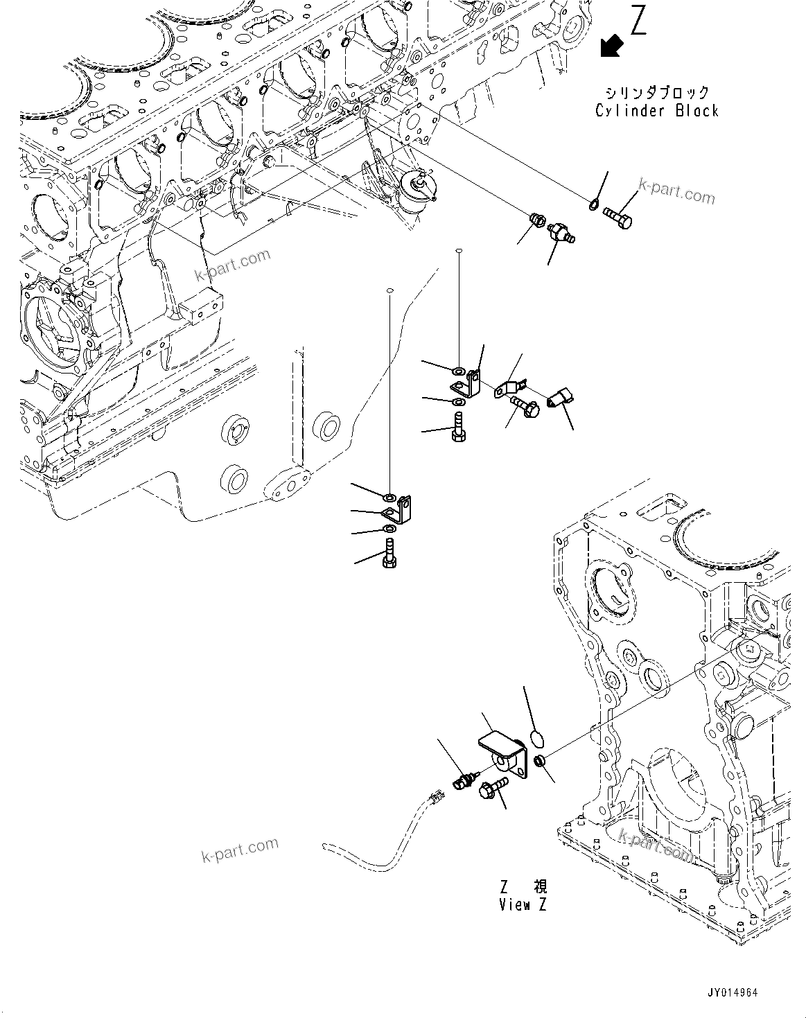 Komatsu parts book diagram for SAA6D170E-5EE S/N 610984-UP (For D375A-6R): CYLINDER BLOCK ACCESSORY, (2/2) (#610984-)