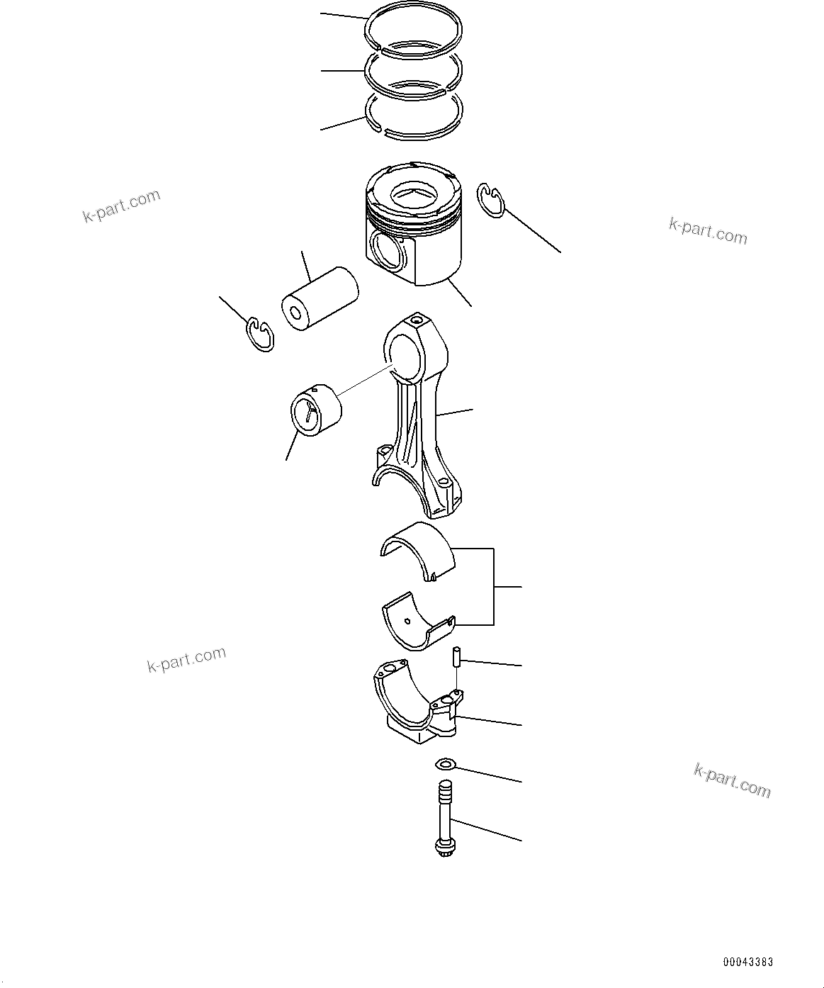 Komatsu parts book diagram for SAA6D170E-5EE S/N 610984-UP (For D375A-6R): PISTON AND CONNECTING ROD (#610984-)