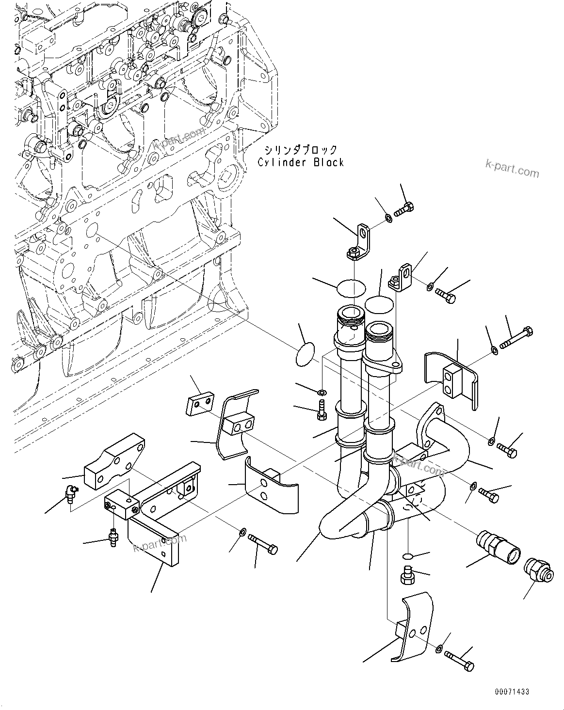 Komatsu parts book diagram for SAA6D170E-5EE S/N 610984-UP (For D375A-6R): ENGINE OIL FILTER, (2/2) (#610984-)