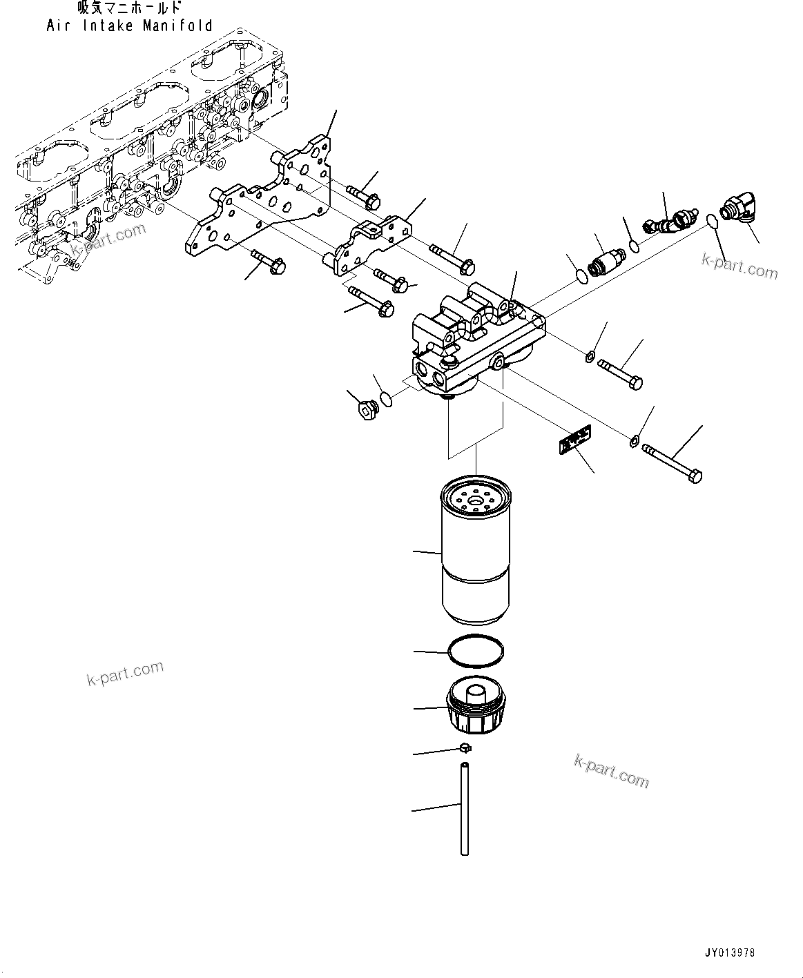 Komatsu parts book diagram for SAA6D170E-5EE S/N 610984-UP (For D375A-6R): FUEL FILTER, PREFILTER (#610984-)