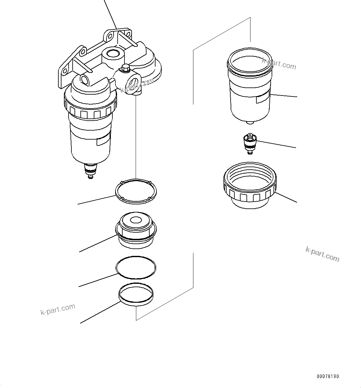 Komatsu parts book diagram for SAA6D170E-5EE S/N 610984-UP (For D375A-6R): WATER SEPARATOR (#610984-)