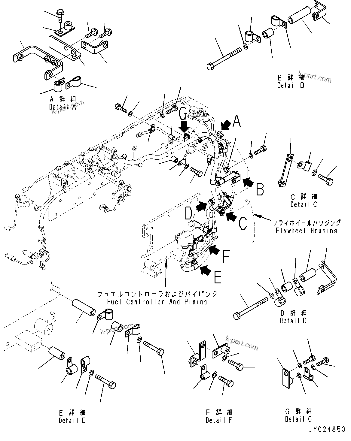 Komatsu parts book diagram for SAA6D170E-5EE S/N 610984-UP (For D375A-6R): CABLE SUPPORT, (1/5) (#610984-)