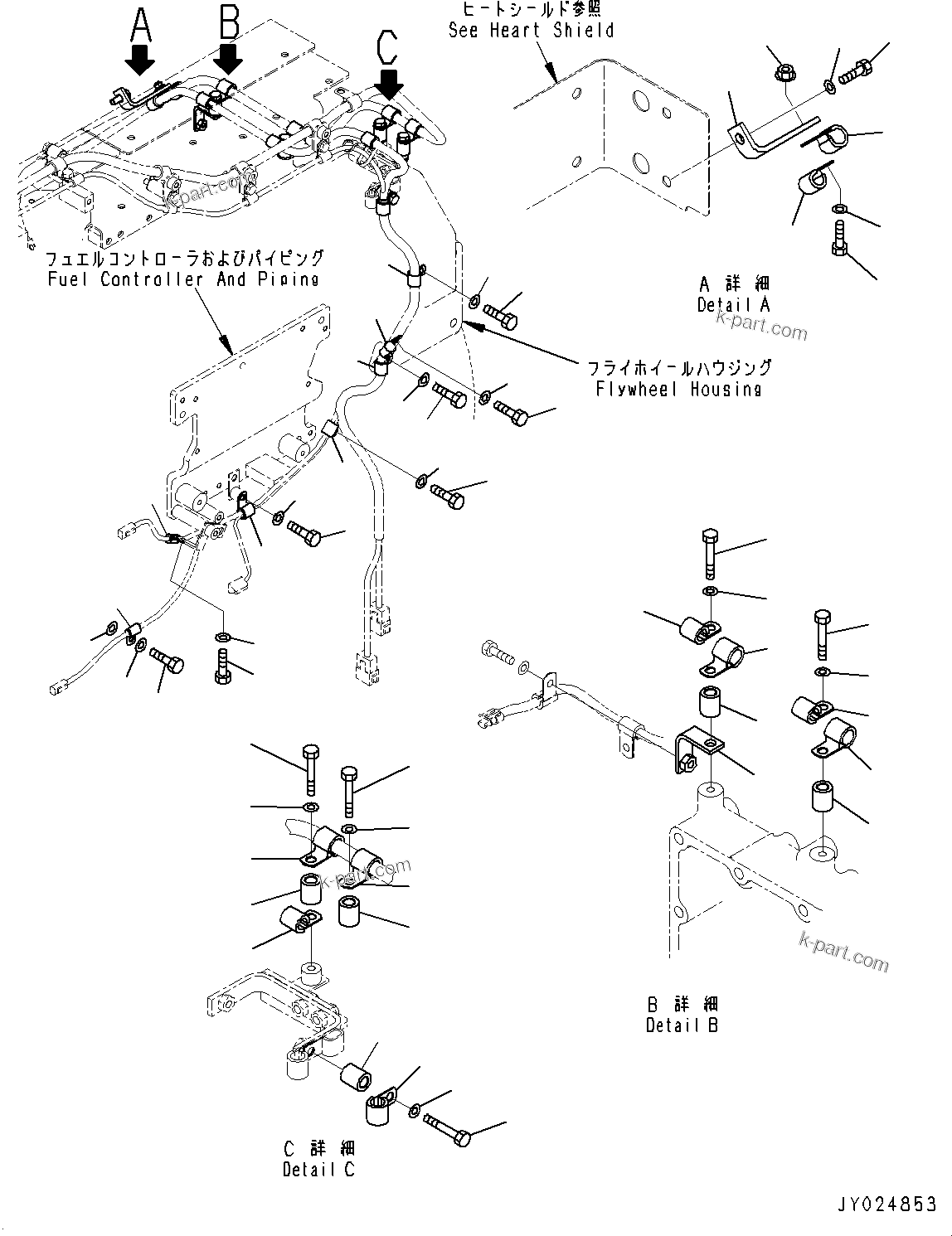 Komatsu parts book diagram for SAA6D170E-5EE S/N 610984-UP (For D375A-6R): CABLE SUPPORT, (4/5) (#610984-)