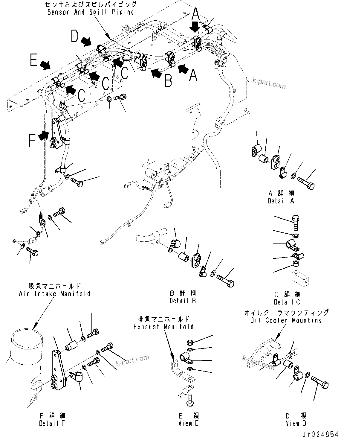 Komatsu parts book diagram for SAA6D170E-5EE S/N 610984-UP (For D375A-6R): CABLE SUPPORT, (5/5) (#610984-)