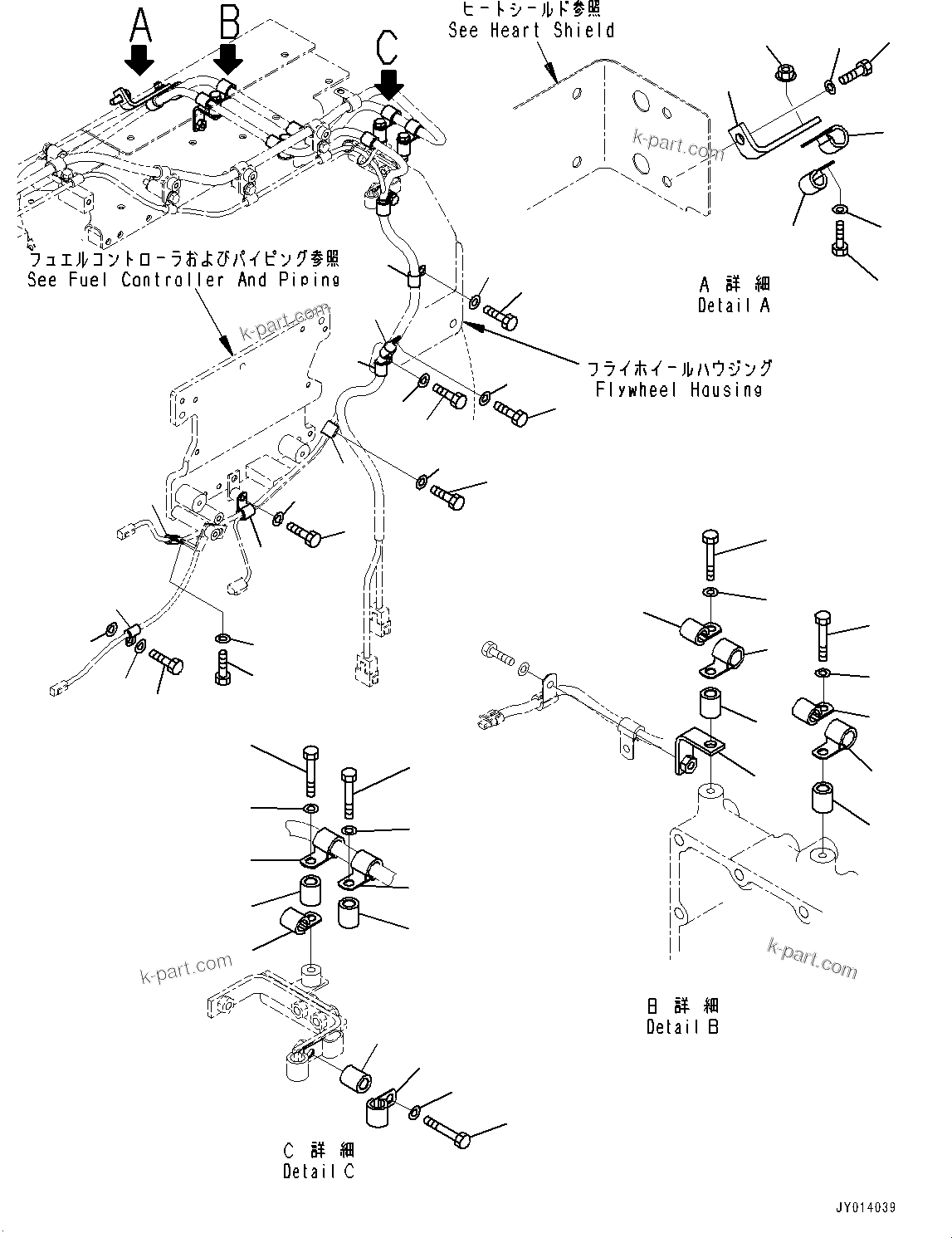 Komatsu parts book diagram for SAA6D170E-5EE S/N 610984-UP (For D375A-6R): CABLE SUPPORT, (4/5) (#610984-)