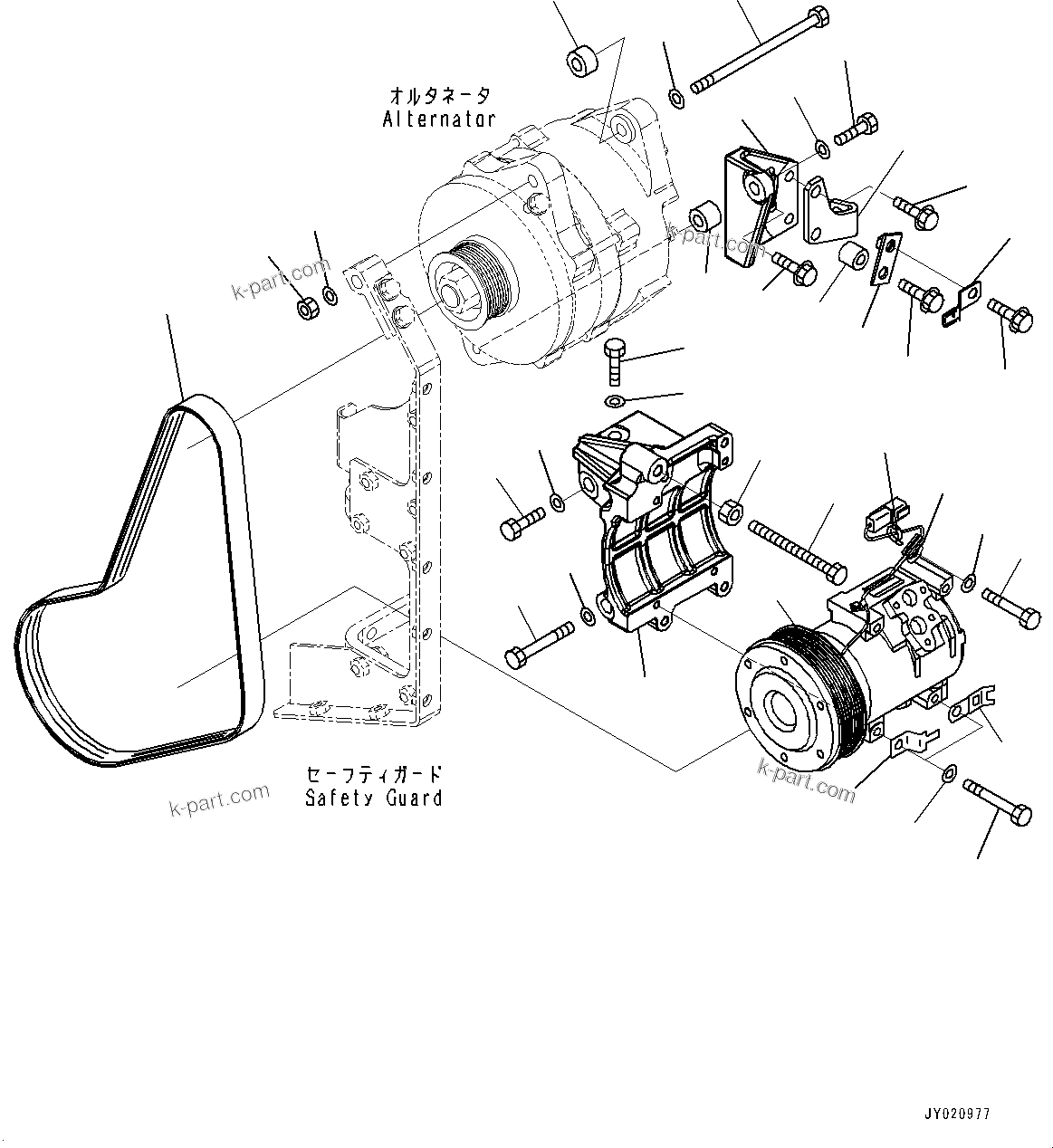 Komatsu parts book diagram for SAA6D170E-5EE S/N 610984-UP (For D375A-6R): ALTERNATOR, MOUNTING PARTS (#610984-)