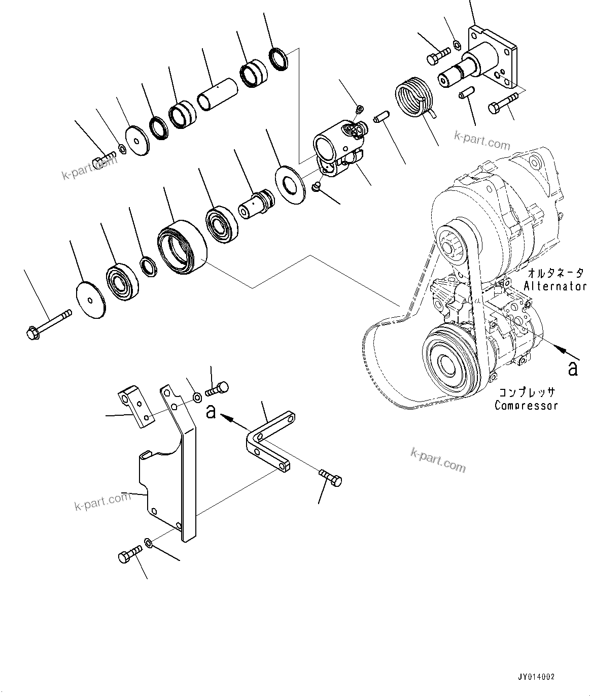 Komatsu parts book diagram for SAA6D170E-5EE S/N 610984-UP (For D375A-6R): ALTERNATOR, TENSION PULLEY (#610984-)