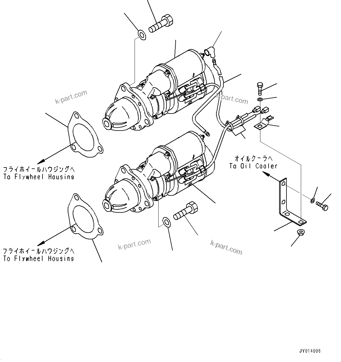 Komatsu parts book diagram for SAA6D170E-5EE S/N 610984-UP (For D375A-6R): STARTING MOTOR, MOUNTING (#610984-613757)