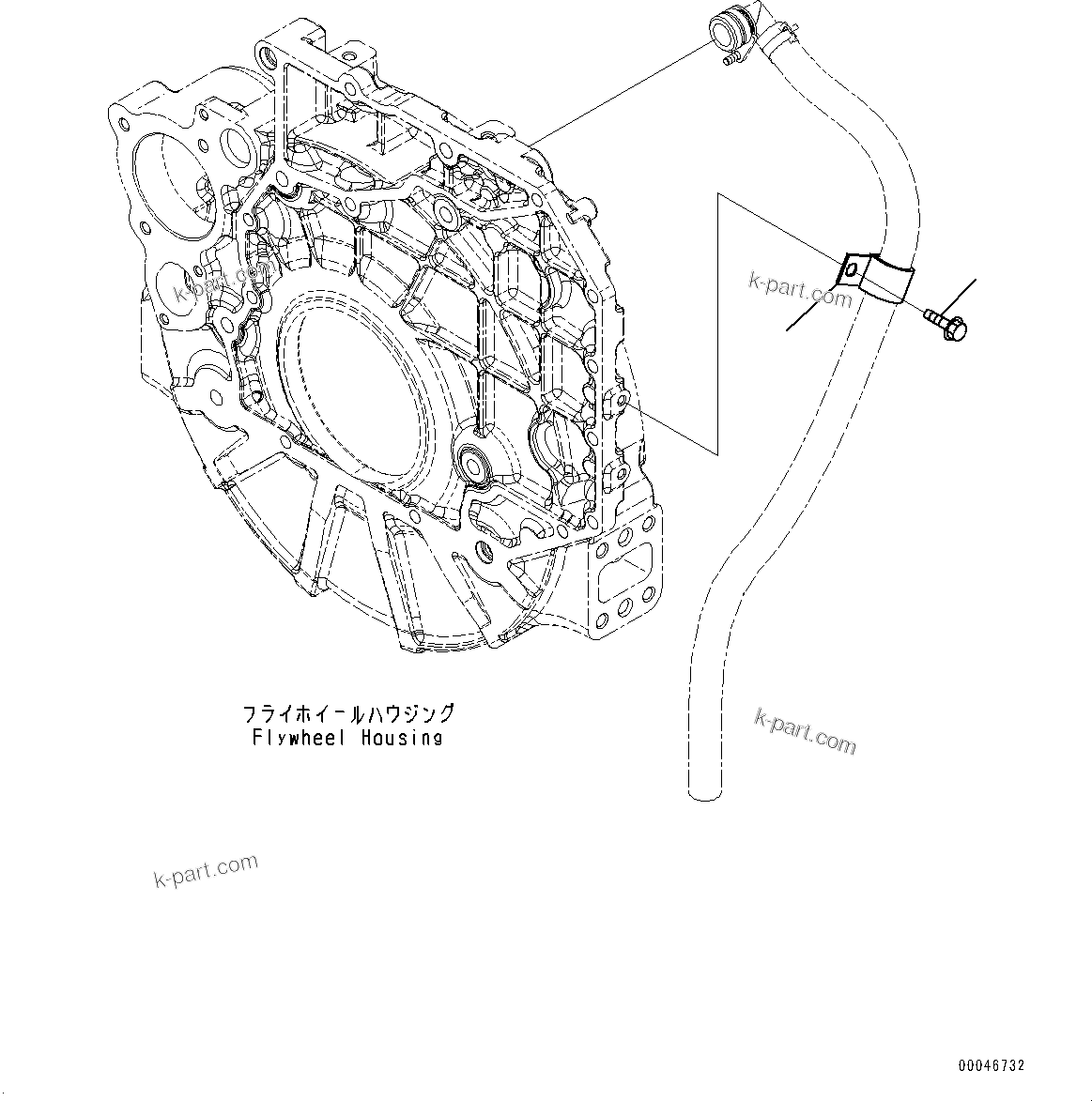 Komatsu parts book diagram for SAA6D107E-1A S/N 26546230-UP (For BR380JG-1E0): BREATHER HOSE RELATED PARTS (#26546230-)