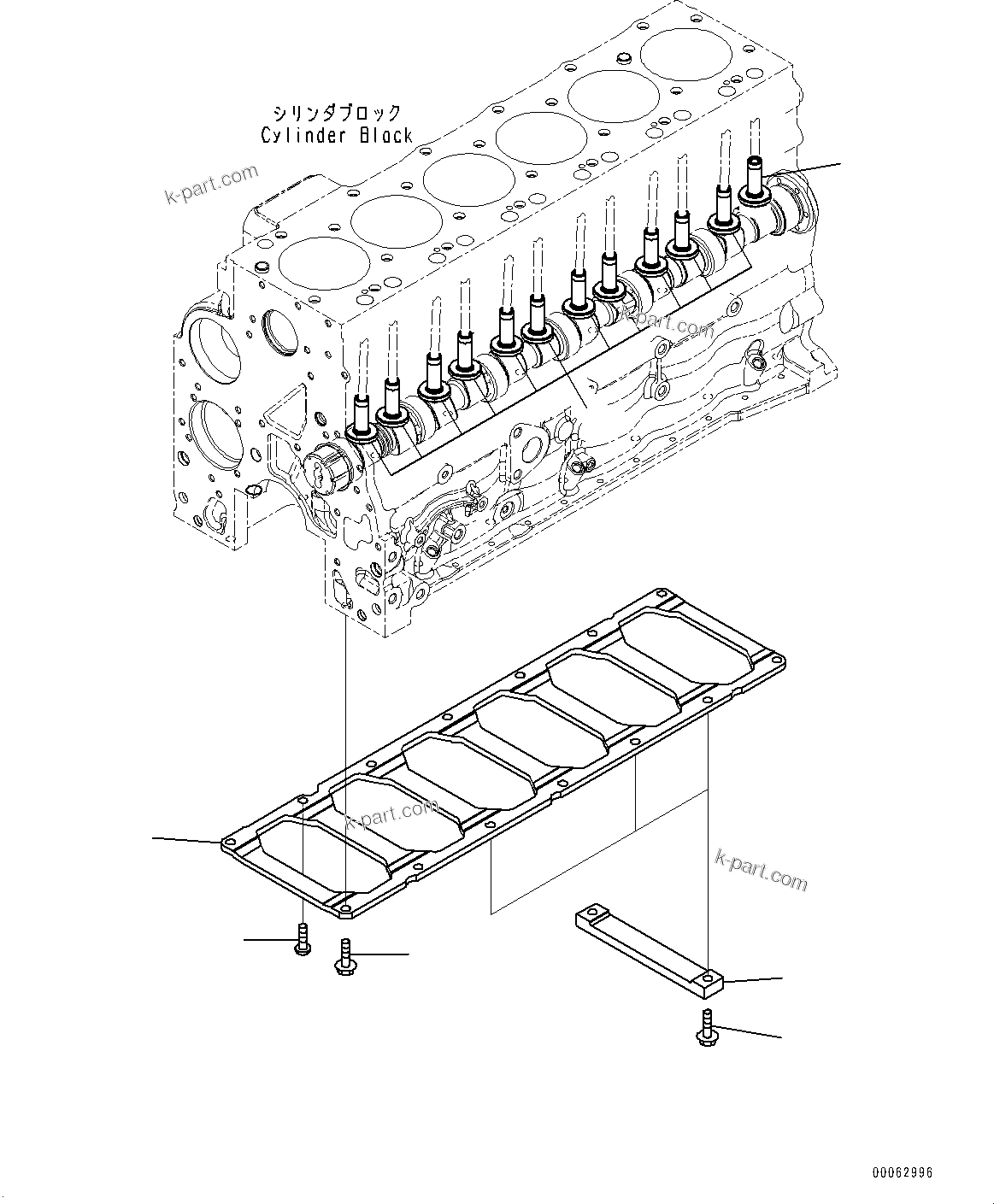 Komatsu parts book diagram for SAA6D107E-1A S/N 26546230-UP (For BR380JG-1E0): TAPPET AND BLOCK PLATE (#26546230-)