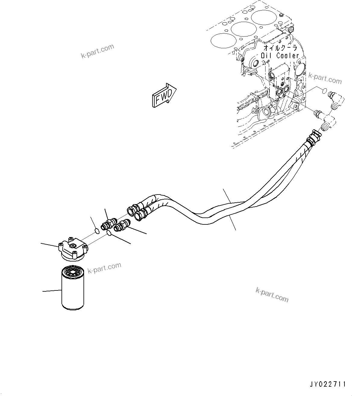 Komatsu parts book diagram for SAA6D107E-1A S/N 26546230-UP (For BR380JG-1E0): ENGINE OIL FILTER AND PIPING,  (#26546230-26599784)