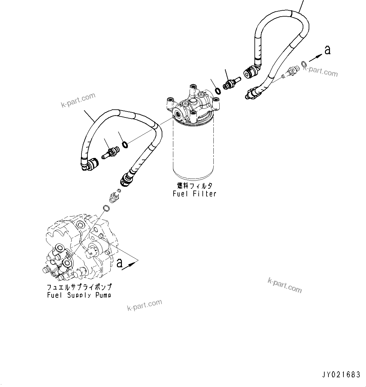 Komatsu parts book diagram for SAA6D107E-1A S/N 26546230-UP (For BR380JG-1E0): FUEL FILTER PIPING (#26546230-)